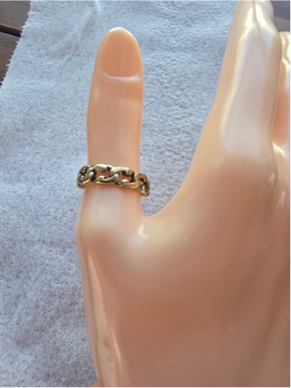 UnoAerre Italy Gold Plated 925 Silver Cuban Chain Ring Size 8
